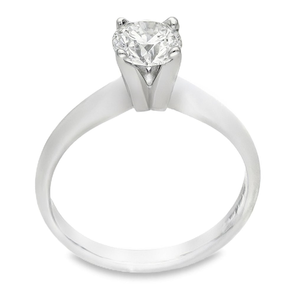 18ct White Gold Round Diamond Solitaire Engagement Ring - 0.78ct