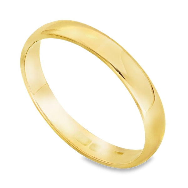 22ct Yellow Gold Plain D-Shape Wedding Band - Size R - 3mm