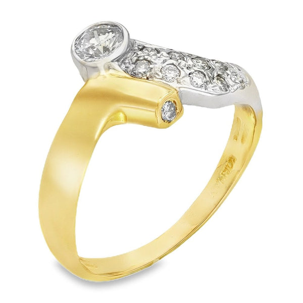 14ct Yellow Gold Diamond Fancy Dress Ring - Size R - 0.47ct