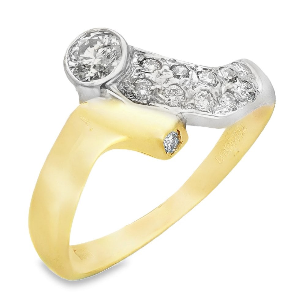 14ct Yellow Gold Diamond Fancy Dress Ring - Size R - 0.47ct