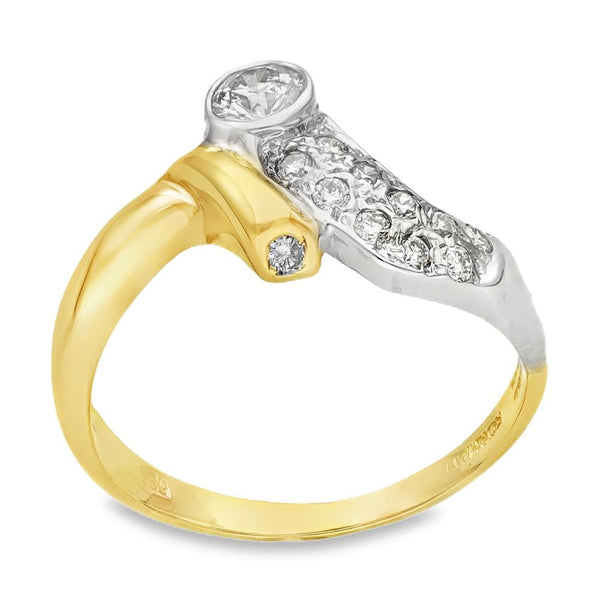 14ct Yellow Gold Diamond Fancy Dress Ring - Size R - 0.47ct