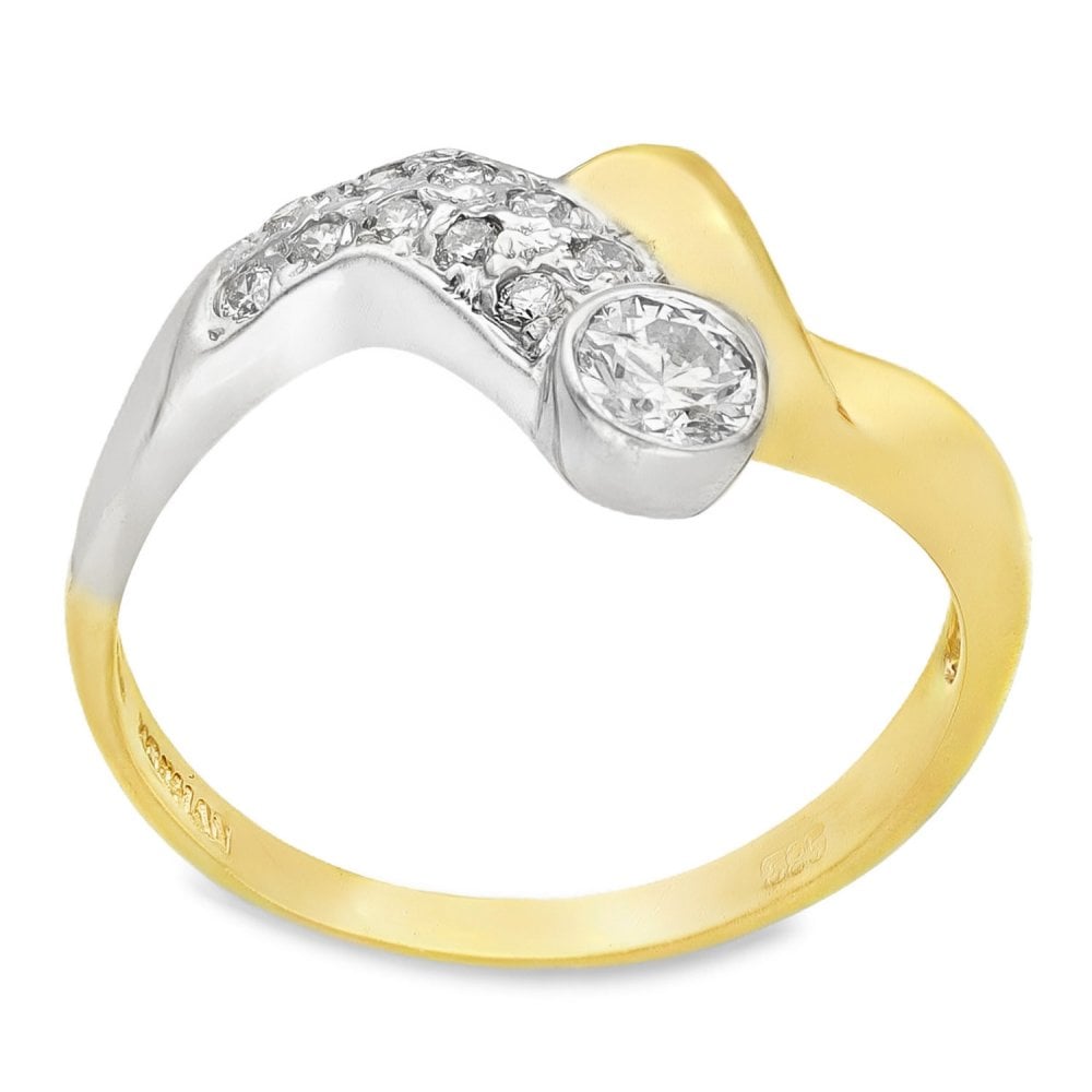 14ct Yellow Gold Diamond Fancy Dress Ring - Size R - 0.47ct