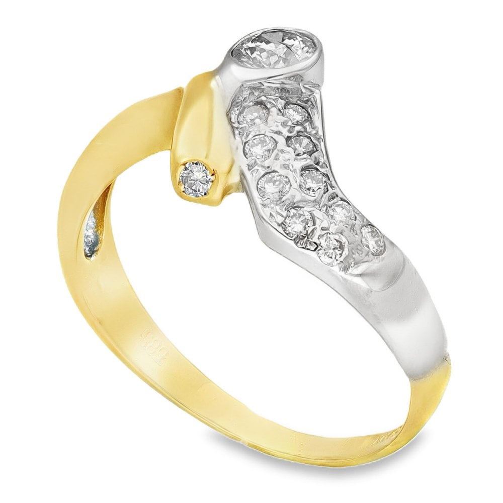 14ct Yellow Gold Diamond Fancy Dress Ring - Size R - 0.47ct