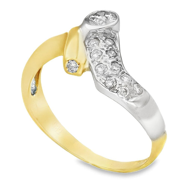 14ct Yellow Gold Diamond Fancy Dress Ring - Size R - 0.47ct
