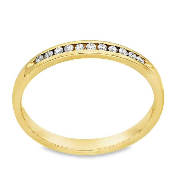 9ct Yellow Gold Diamond Half Eternity Ring - Size R - 0.22ct