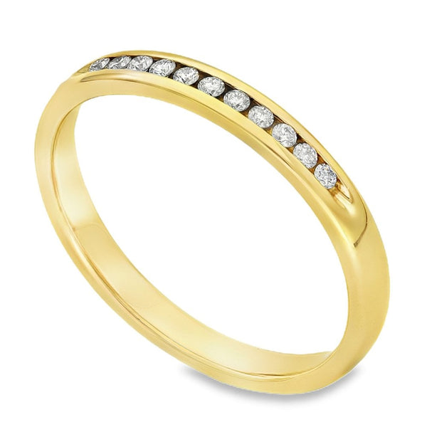 9ct Yellow Gold Diamond Half Eternity Ring - Size R - 0.22ct