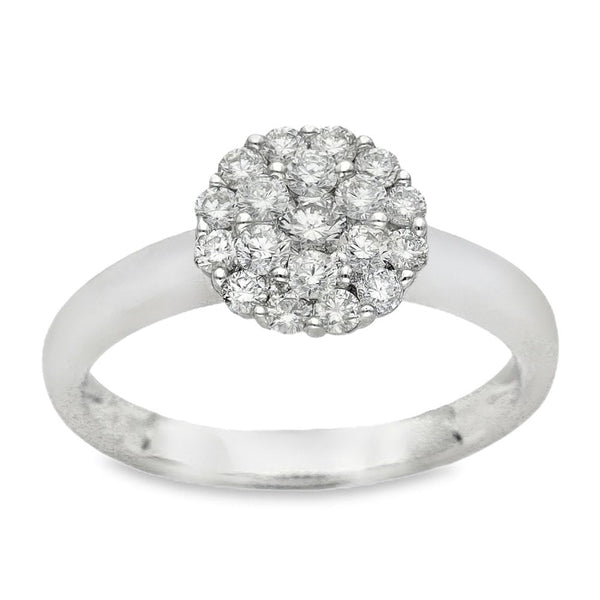 18ct White Gold Diamond Cluster Ring - Size M - 0.60ct