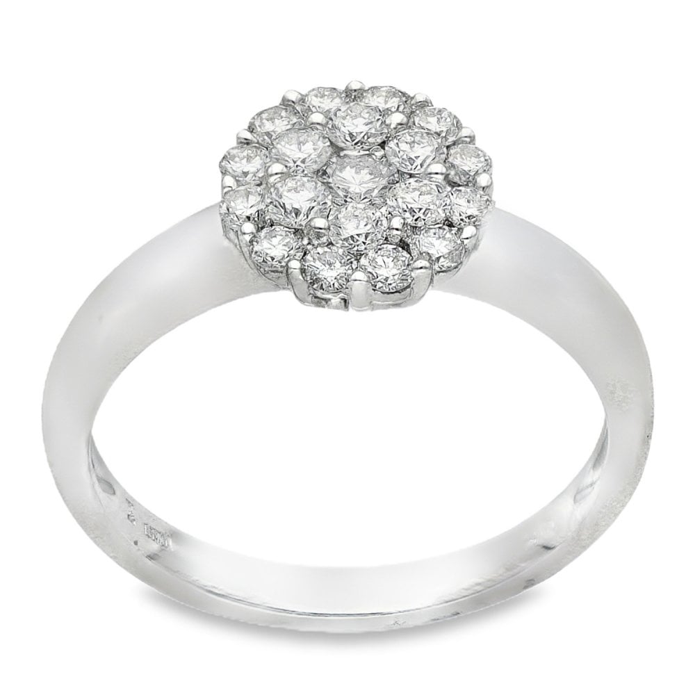 18ct White Gold Diamond Cluster Ring - Size M - 0.60ct