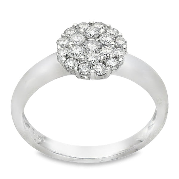 18ct White Gold Diamond Cluster Ring - Size M - 0.60ct