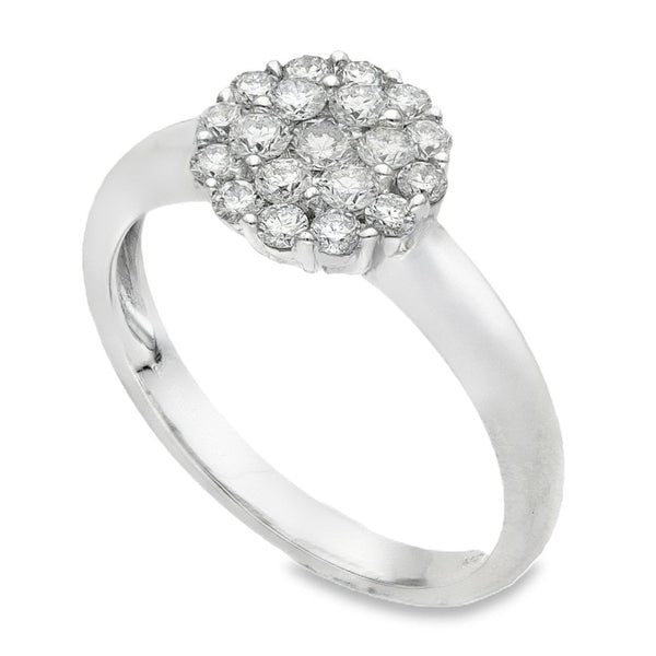 18ct White Gold Diamond Cluster Ring - Size M - 0.60ct