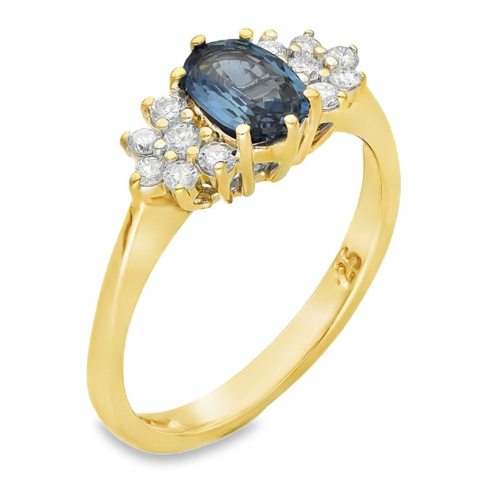 18ct Yellow Gold Sapphire & Diamond Cluster Ring - 0.25ct