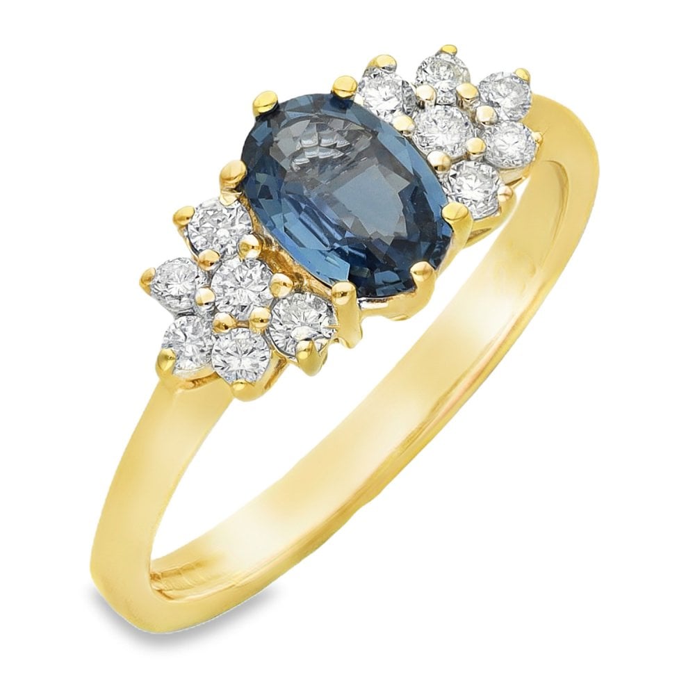 18ct Yellow Gold Sapphire & Diamond Cluster Ring - 0.25ct