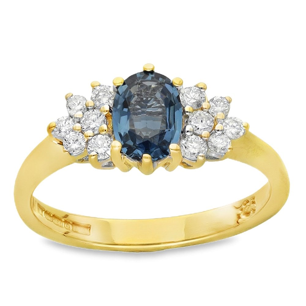 18ct Yellow Gold Sapphire & Diamond Cluster Ring - 0.25ct
