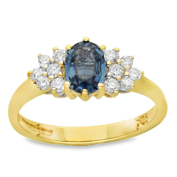 18ct Yellow Gold Sapphire & Diamond Cluster Ring - 0.25ct