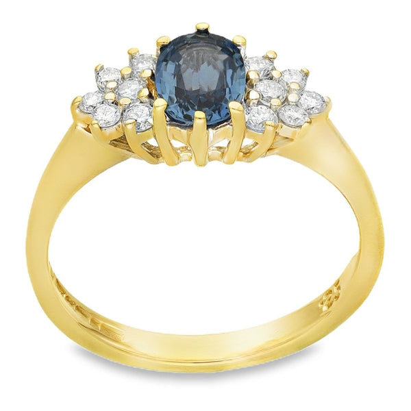 18ct Yellow Gold Sapphire & Diamond Cluster Ring - 0.25ct