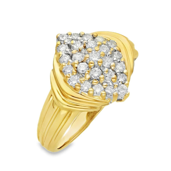 18ct Yellow Gold Diamond Cluster Ring - Size O - 0.50ct