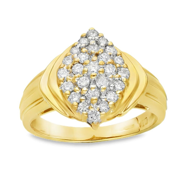 18ct Yellow Gold Diamond Cluster Ring - Size O - 0.50ct