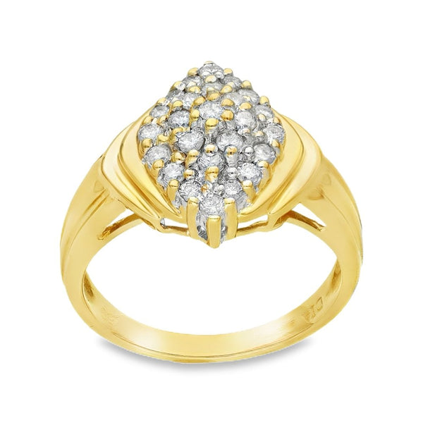18ct Yellow Gold Diamond Cluster Ring - Size O - 0.50ct