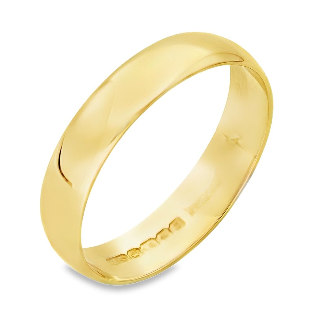 18ct Yellow Gold D-Shape Wedding Band - Size X½ - 5mm