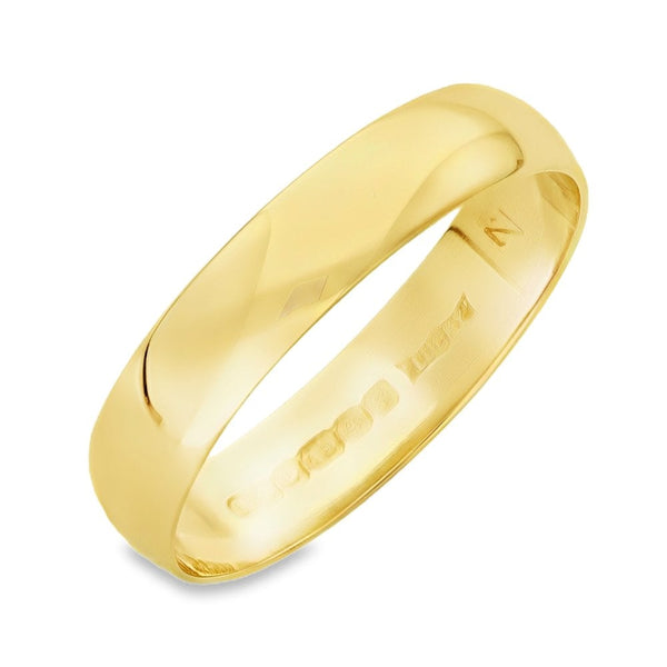 18ct Yellow Gold D-Shape Wedding Band - Size X½ - 5mm