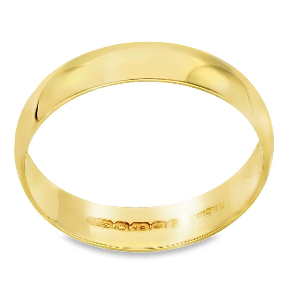 18ct Yellow Gold D-Shape Wedding Band - Size X½ - 5mm