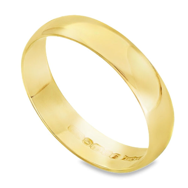 18ct Yellow Gold D-Shape Wedding Band - Size X½ - 5mm