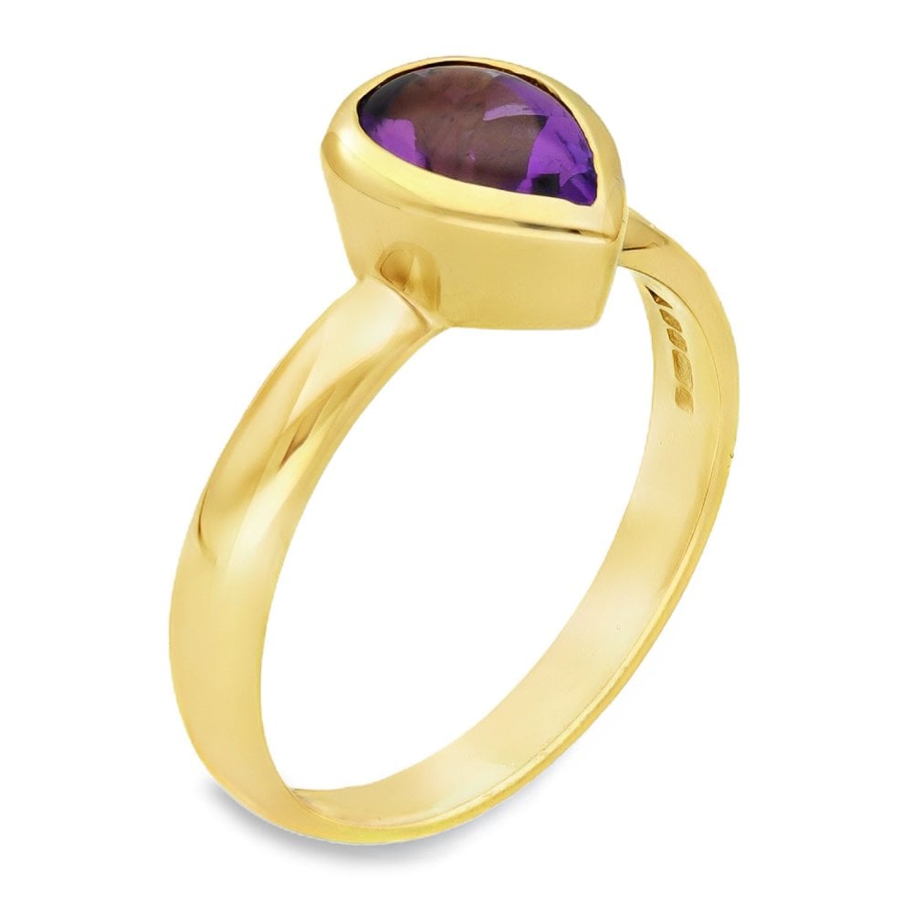 9ct Yellow Gold Amethyst Engagement Ring - Size R - 1.00ct