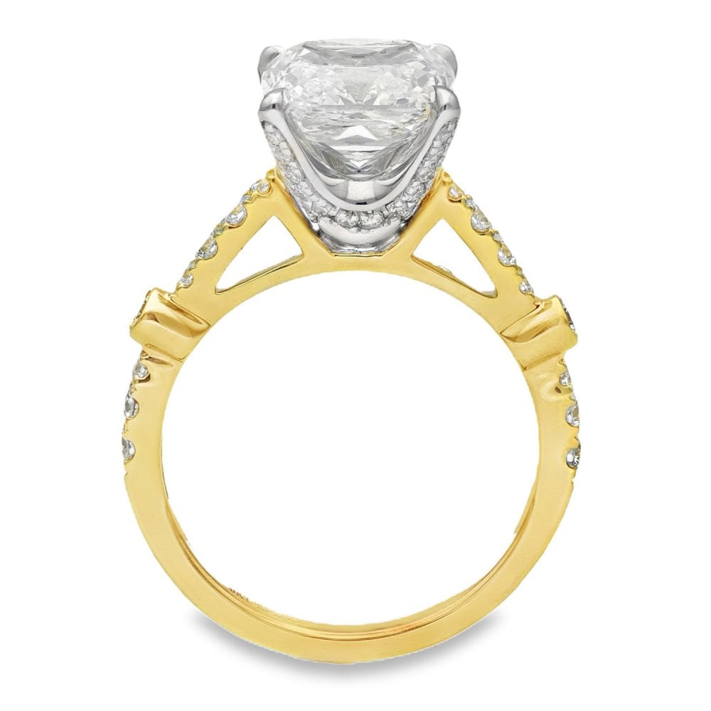 3.35ct Yellow Gold Cushion-Cut Diamond Engagement Ring - F/VS1