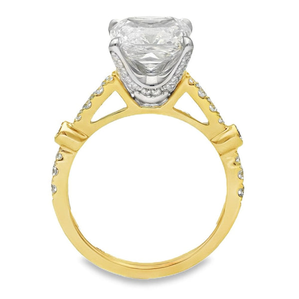 3.35ct Yellow Gold Cushion-Cut Diamond Engagement Ring - F/VS1