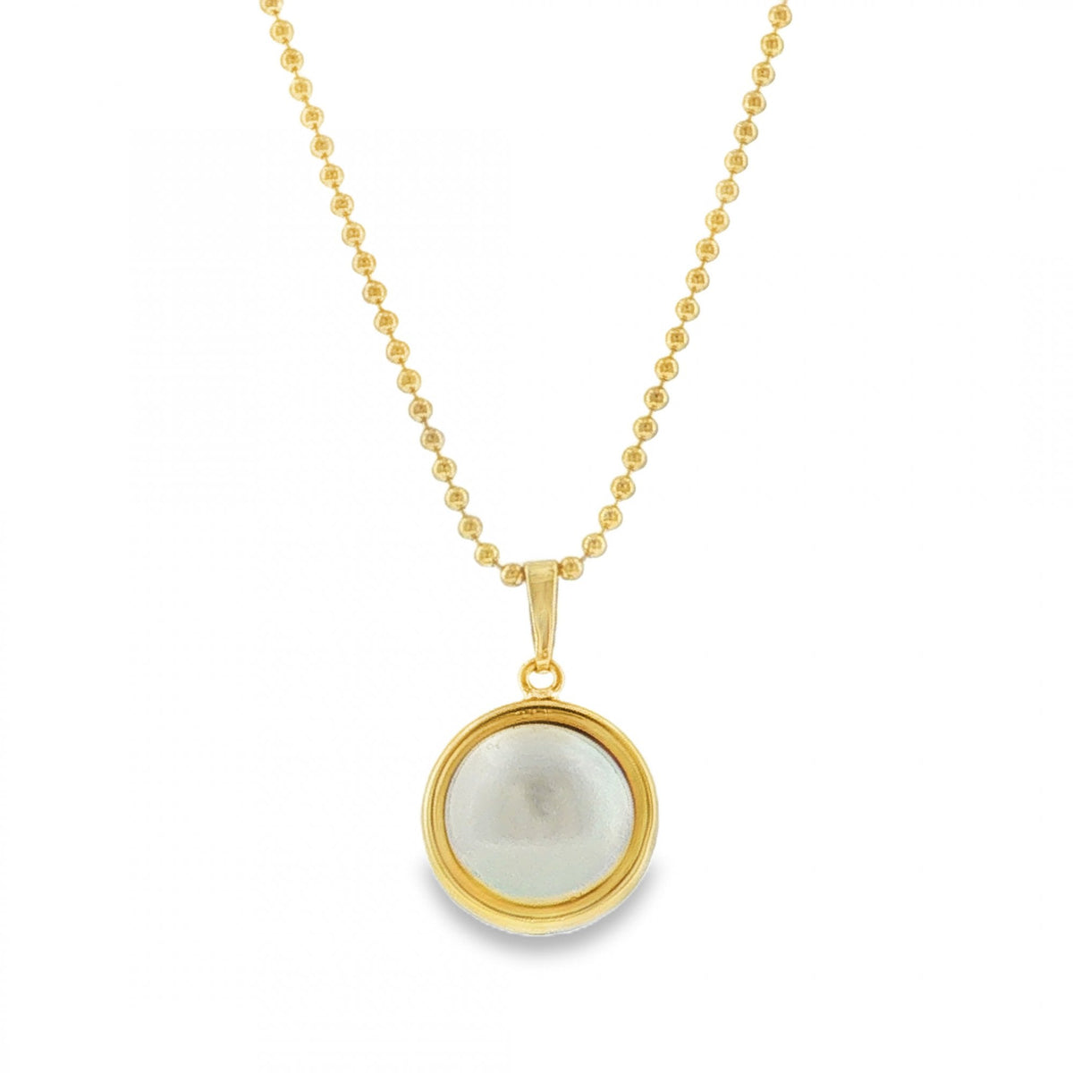 9ct Yellow Gold Pearl Pendant & Necklace - 18" - 4.5g