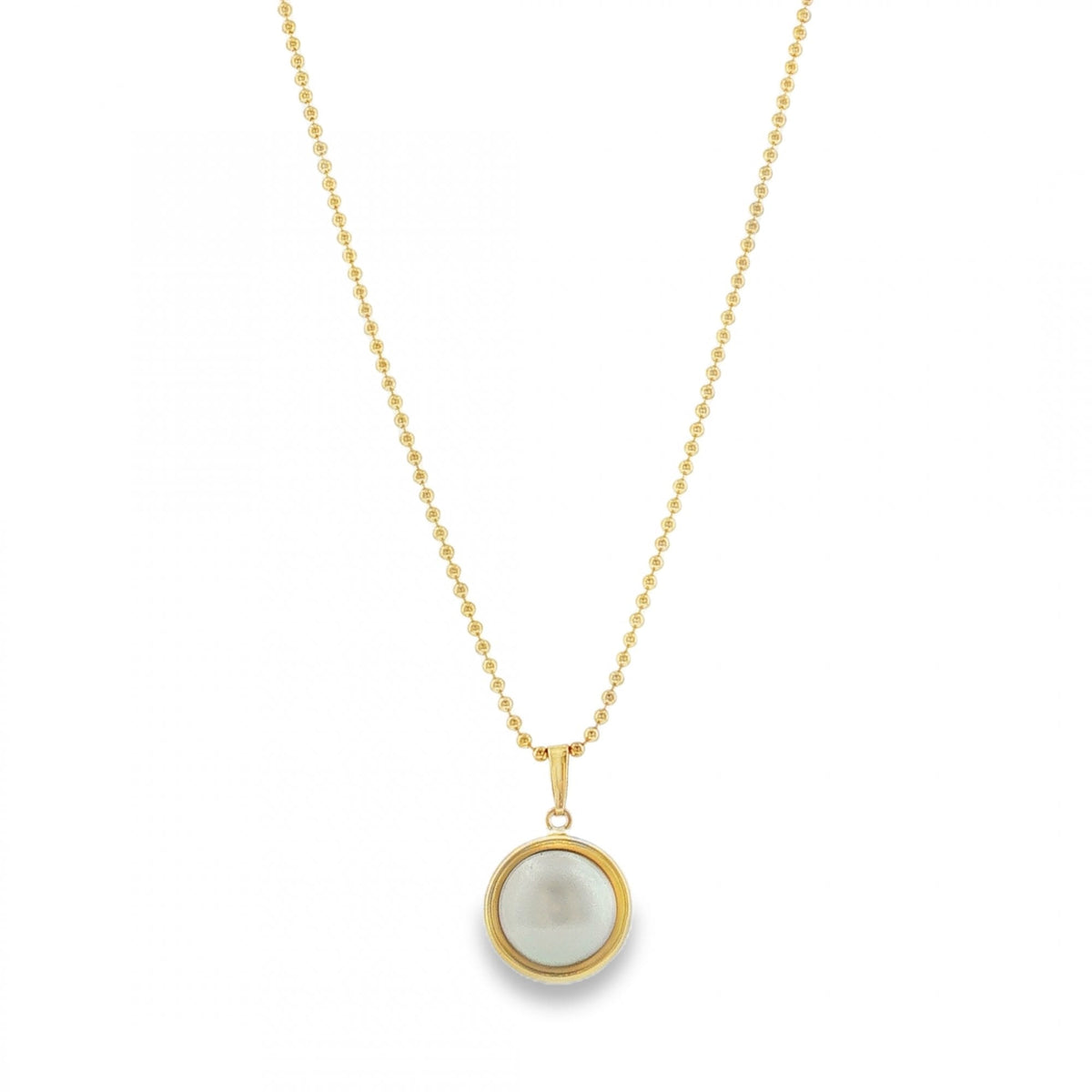 9ct Yellow Gold Pearl Pendant & Necklace - 18" - 4.5g