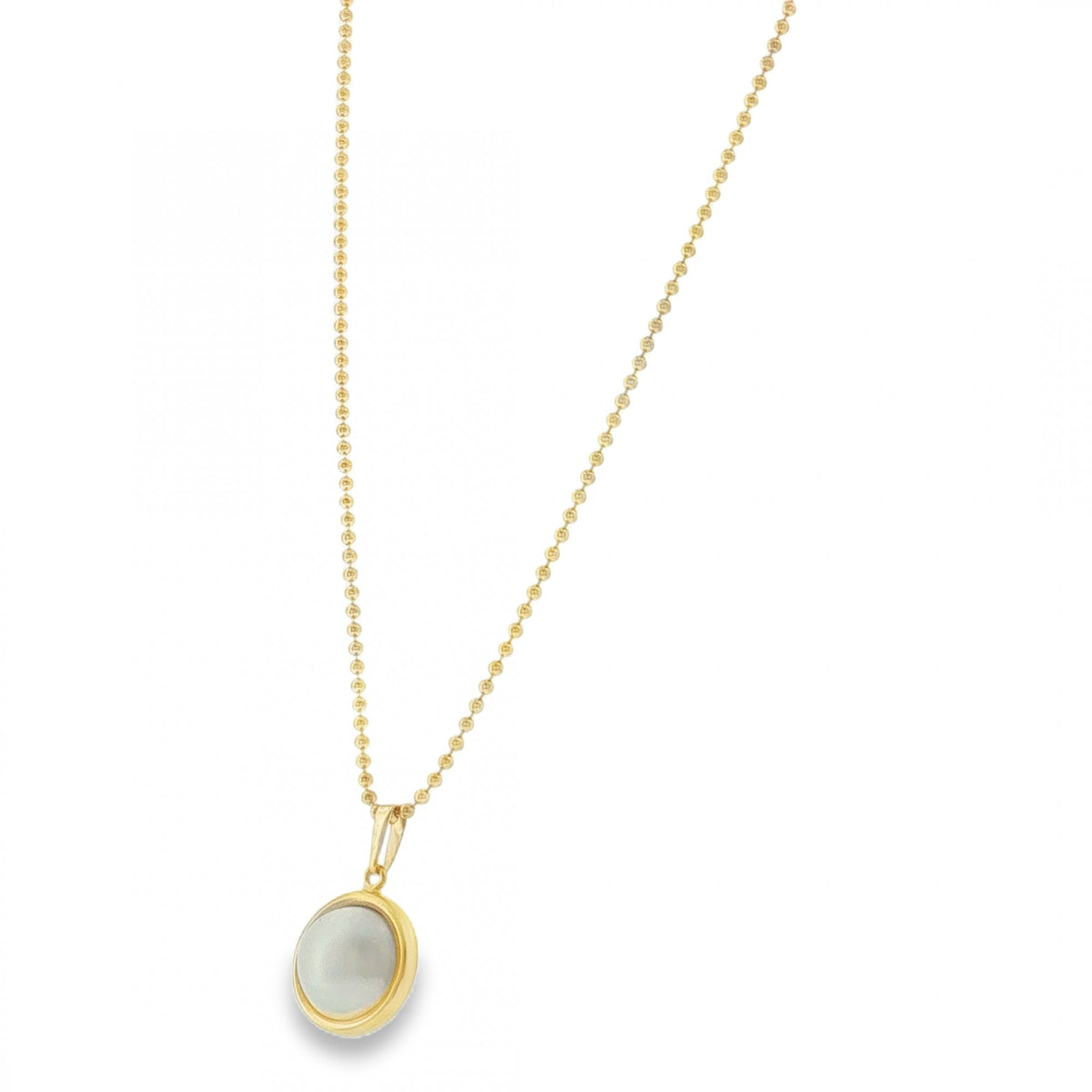 9ct Yellow Gold Pearl Pendant & Necklace - 18" - 4.5g