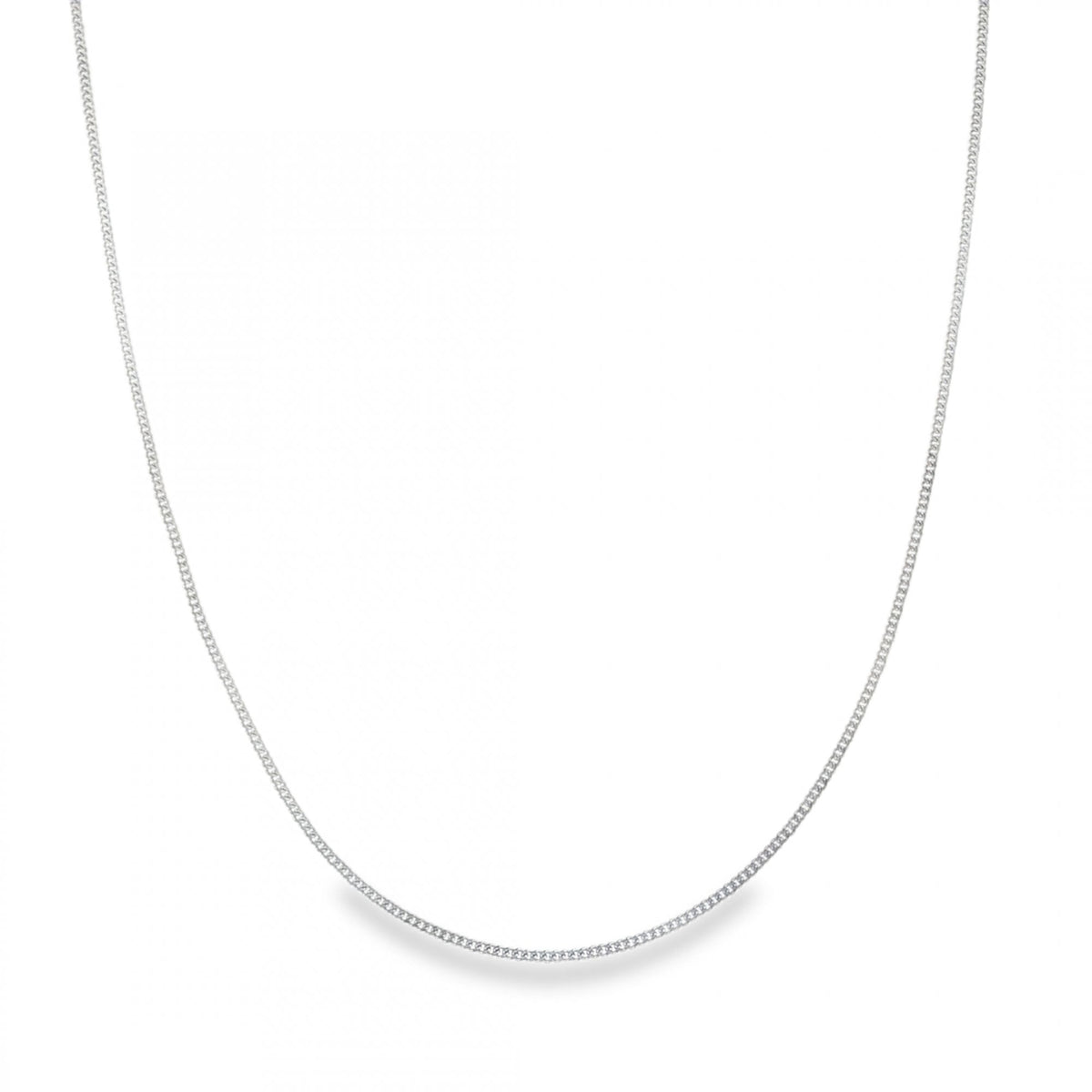 9ct White Gold Fine Curb Chain - 18" - 2.6g
