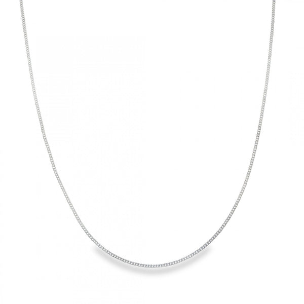 9ct White Gold Fine Curb Chain - 18" - 2.6g