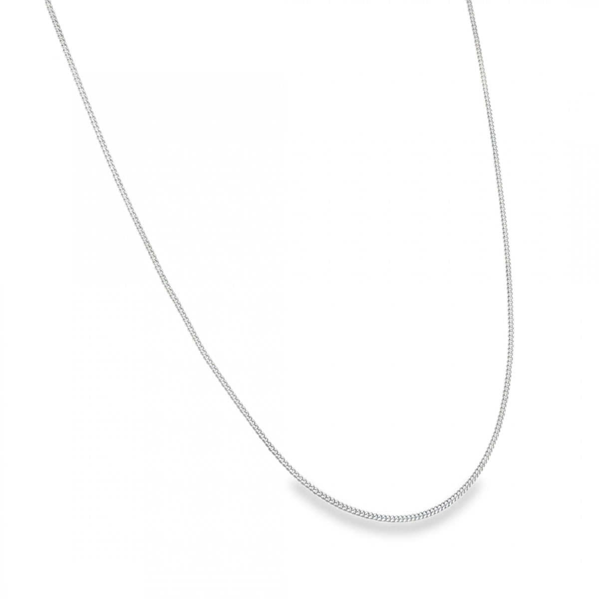 9ct White Gold Fine Curb Chain - 18" - 2.6g