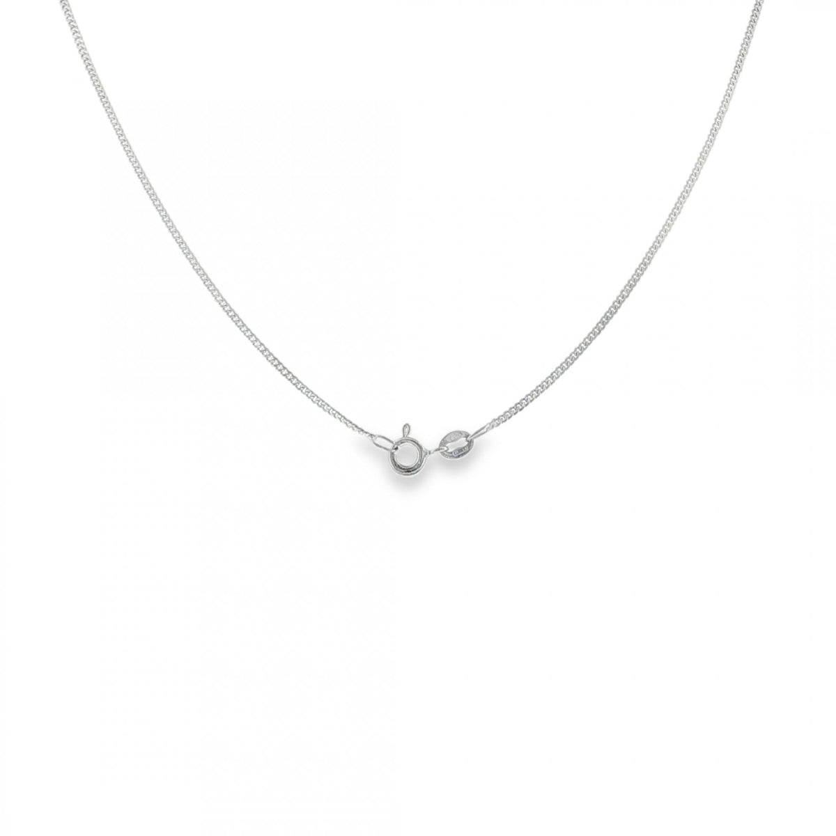 9ct White Gold Fine Curb Chain - 18" - 2.6g