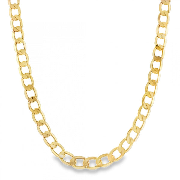 9ct Yellow Gold Flat Oval Curb Chain - 20" - 30.9g