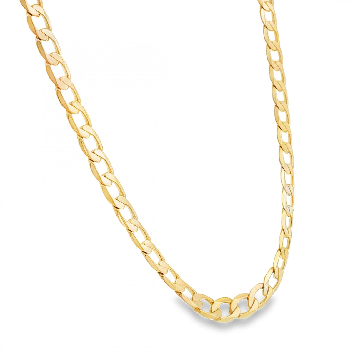 9ct Yellow Gold Flat Oval Curb Chain - 20" - 30.9g