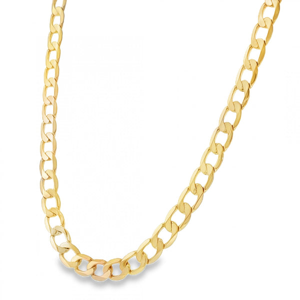 9ct Yellow Gold Flat Oval Curb Chain - 20" - 30.9g