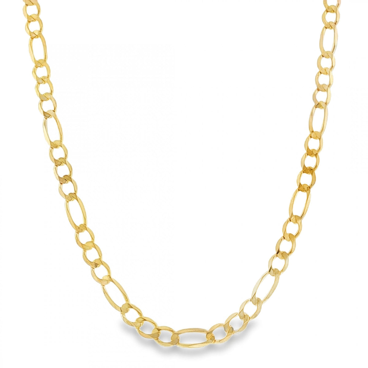9ct Yellow Gold Flat Figaro Chain - 20" - 15.4g