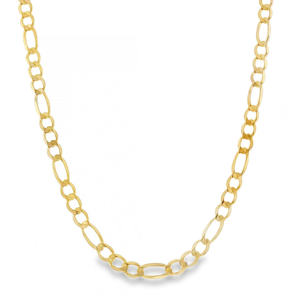 9ct Yellow Gold Flat Figaro Chain - 20" - 15.4g