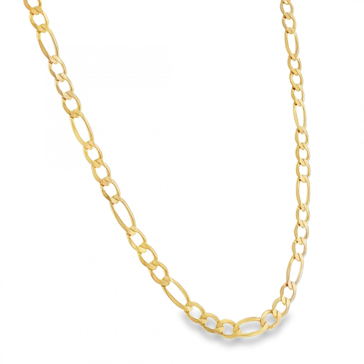 9ct Yellow Gold Flat Figaro Chain - 20" - 15.4g