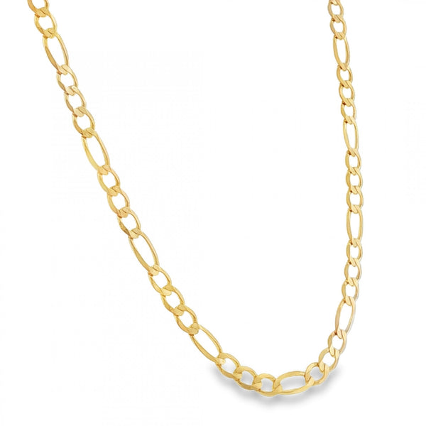 9ct Yellow Gold Flat Figaro Chain - 20" - 15.4g