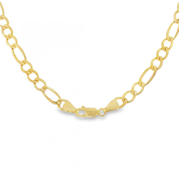 9ct Yellow Gold Flat Figaro Chain - 20" - 15.4g