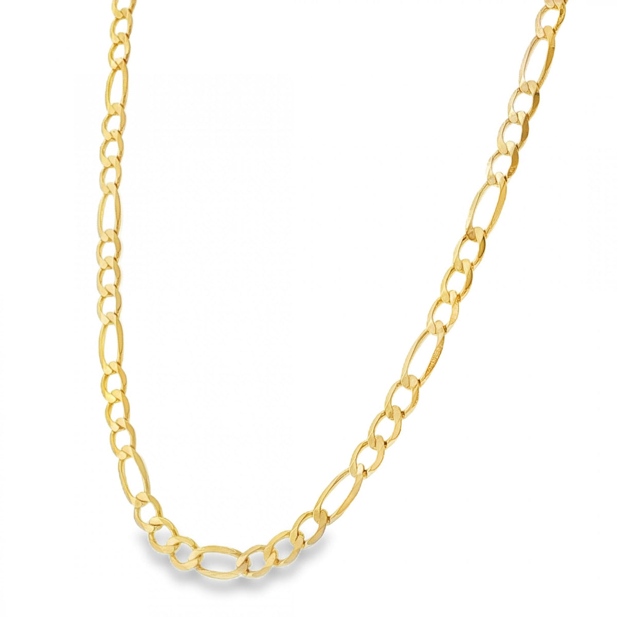 9ct Yellow Gold Flat Figaro Chain - 20" - 15.4g