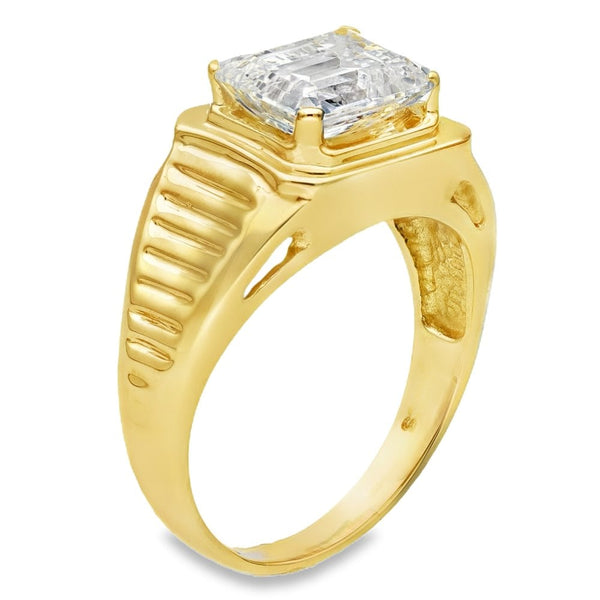 14ct Yellow Gold Cubic Zirconia Solitaire Ring - Size T½ - 7.9g