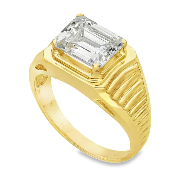 14ct Yellow Gold Cubic Zirconia Solitaire Ring - Size T½ - 7.9g