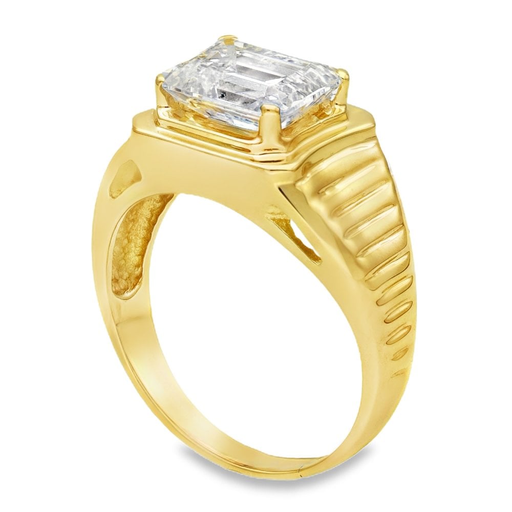14ct Yellow Gold Cubic Zirconia Solitaire Ring - Size T½ - 7.9g