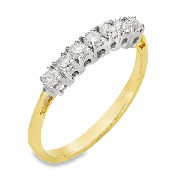 18ct Yellow Gold Diamond Half-Eternity Ring - Size P - 0.50ct