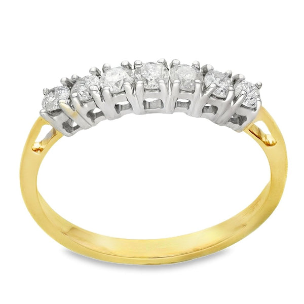 18ct Yellow Gold Diamond Half-Eternity Ring - Size P - 0.50ct